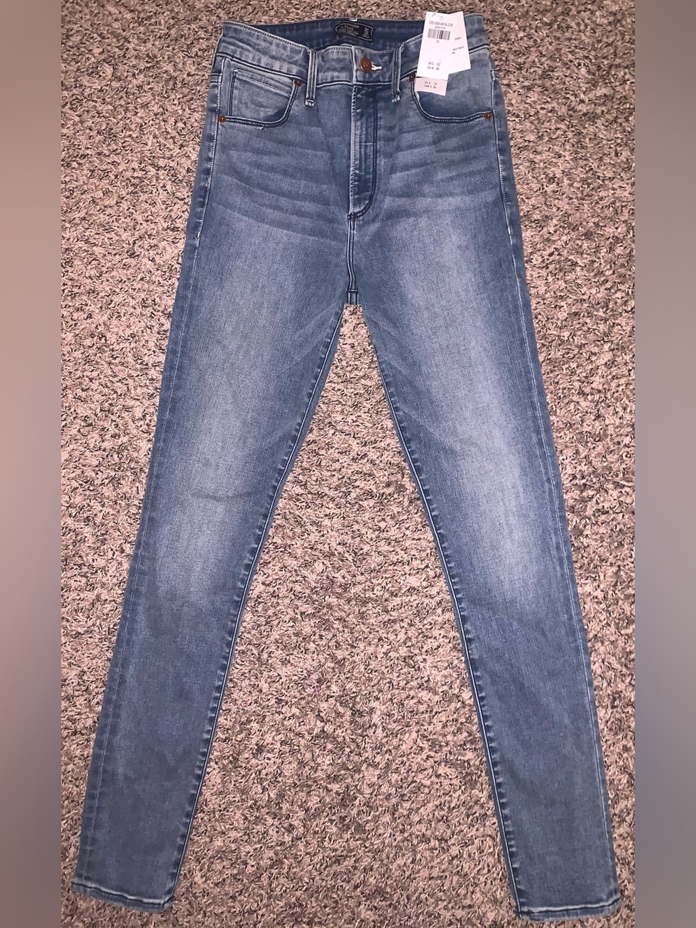 Abercrombie & Fitch High-Rise Skinny Jeans in Mid Blue - Sleek Stretch Fit